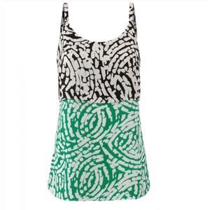 CAbi Size M Hobnob Cami Tank Top 5732 Layered Green Black White